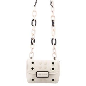 Marc Jacobs Rebel Grommet Shoulder Bag Chain Strap Cream Y2K Street Style